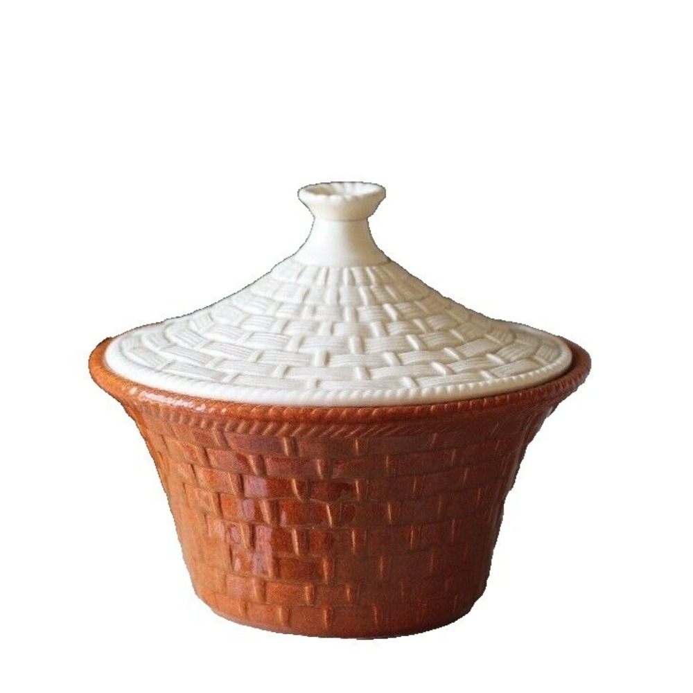 Vintage Maddux of Caifornia Pottery Basketweave Covered Dish MCM